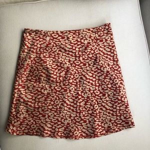 Red/Gold Satin Mini Skirt